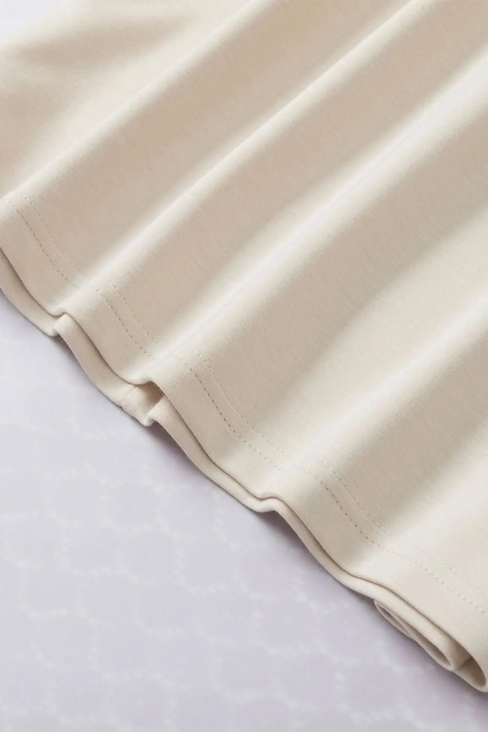 Oatmeal Plain Crew Neck Loose Fit Casual Top - Love Salve